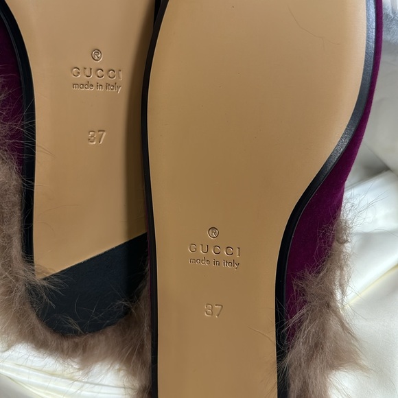 Gucci magenta velvet Princetown - Picture 3 of 5